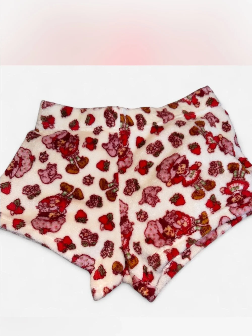 Girls Plush Red Floral Character Shorts with Drawstring
